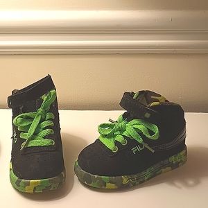 Fila Camouflage Black & Neon Green Toddler Boy Size 6